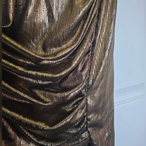 Gold Metallic  Ruched Bodycon Dress - Picture 6 of 6